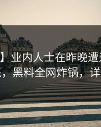 【速报】业内人士在昨晚遭遇爆料引发众怒，黑料全网炸锅，详情深扒