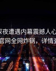 明星在深夜遭遇内幕震撼人心，麻豆app官网全网炸锅，详情查看