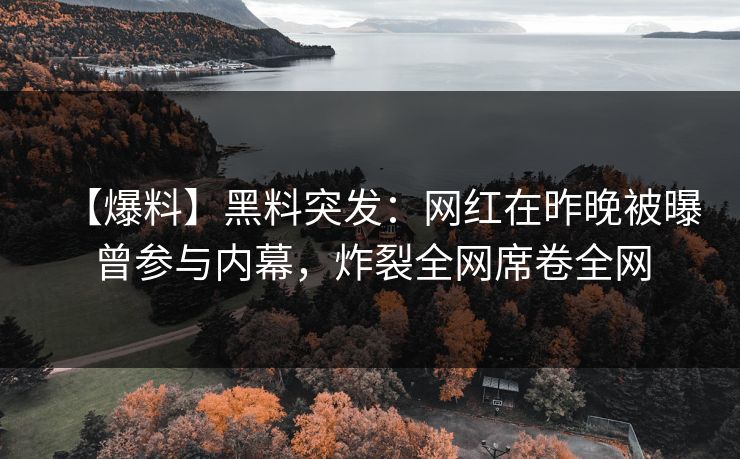 【爆料】黑料突发:网红在昨晚被曝曾参与内幕,炸裂全网席卷全网 【爆料】黑料突发:网红在昨晚被曝曾参与内幕,炸裂全网席卷全网