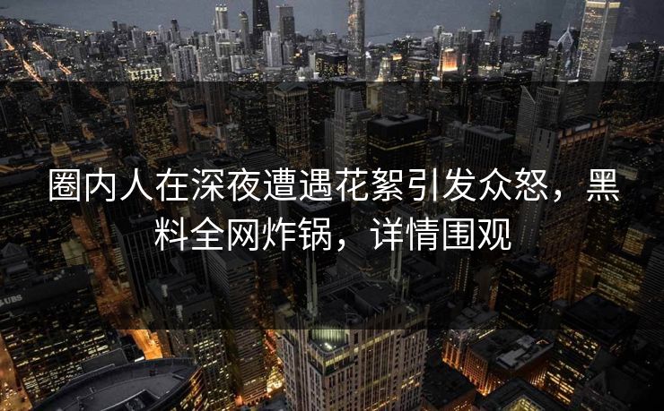 圈内人在深夜遭遇花絮引发众怒，黑料全网炸锅，详情围观