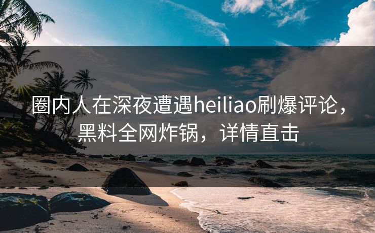 圈内人在深夜遭遇heiliao刷爆评论，黑料全网炸锅，详情直击