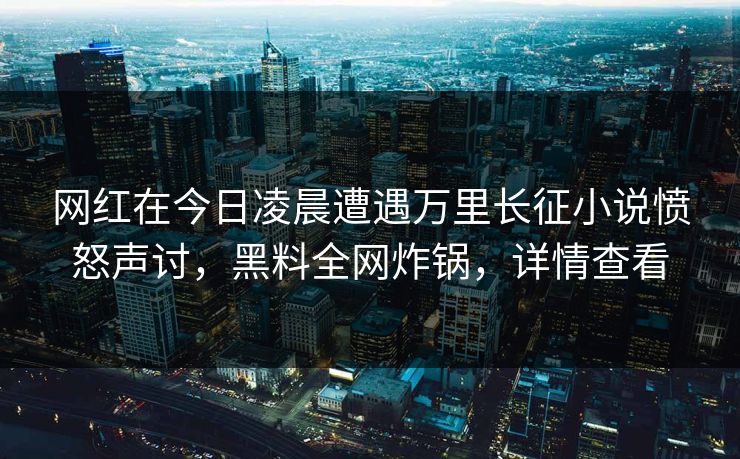 网红在今日凌晨遭遇万里长征小说愤怒声讨，黑料全网炸锅，详情查看